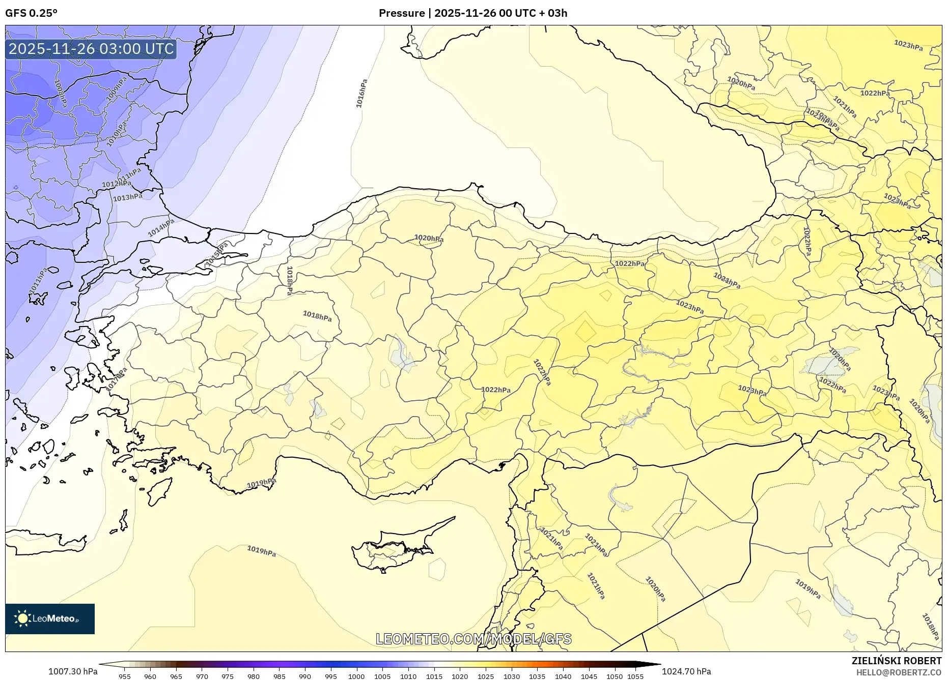 GFS model - Turkey, Pressure