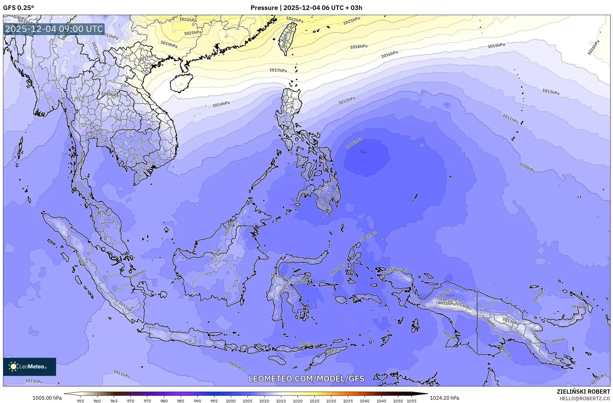 GFS model - South East Asia, Pressure