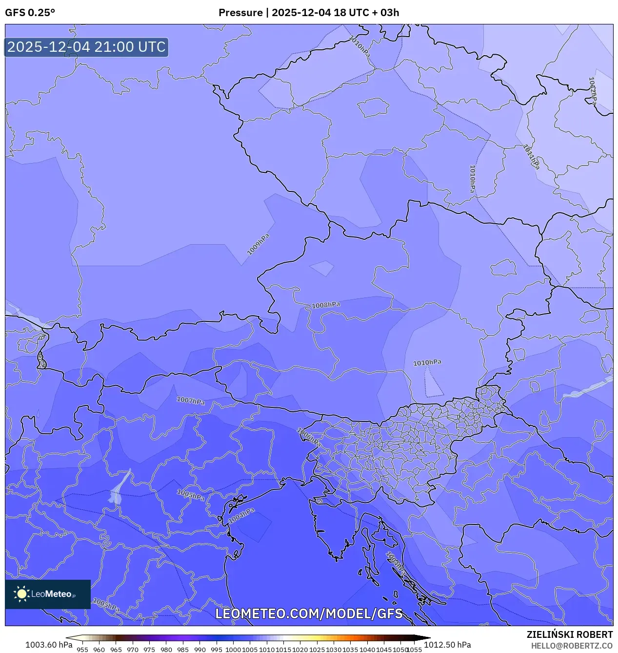 GFS model - Austria, Pressure