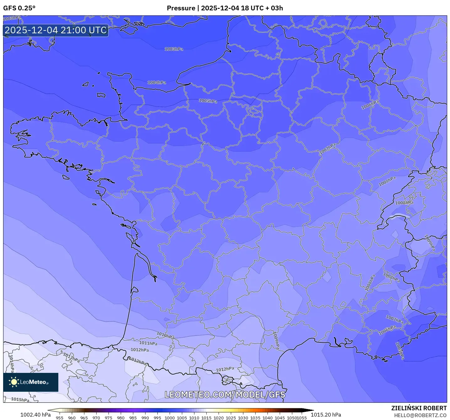 GFS model - France, Pressure
