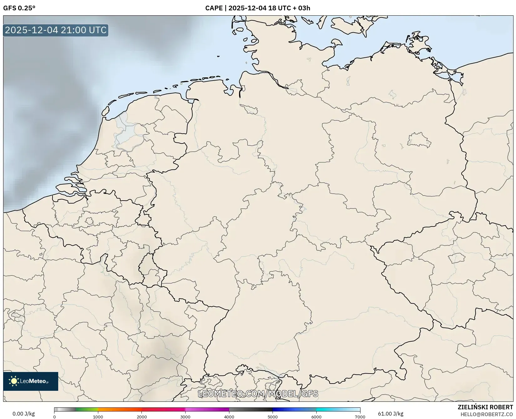 GFS model - Germany, CAPE