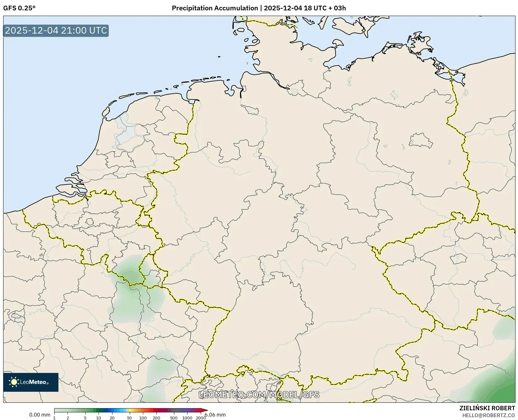 GFS model - Germany, Precipitation Accumulation
