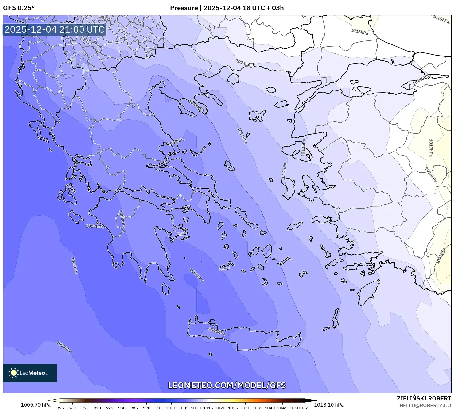 GFS model - Greece, Pressure