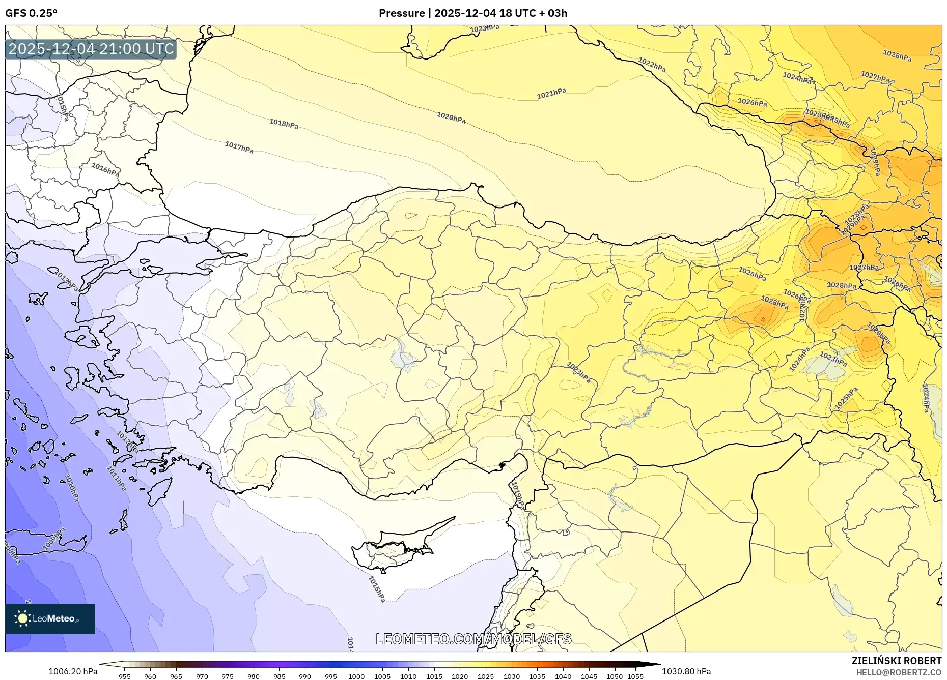 GFS model - Turkey, Pressure