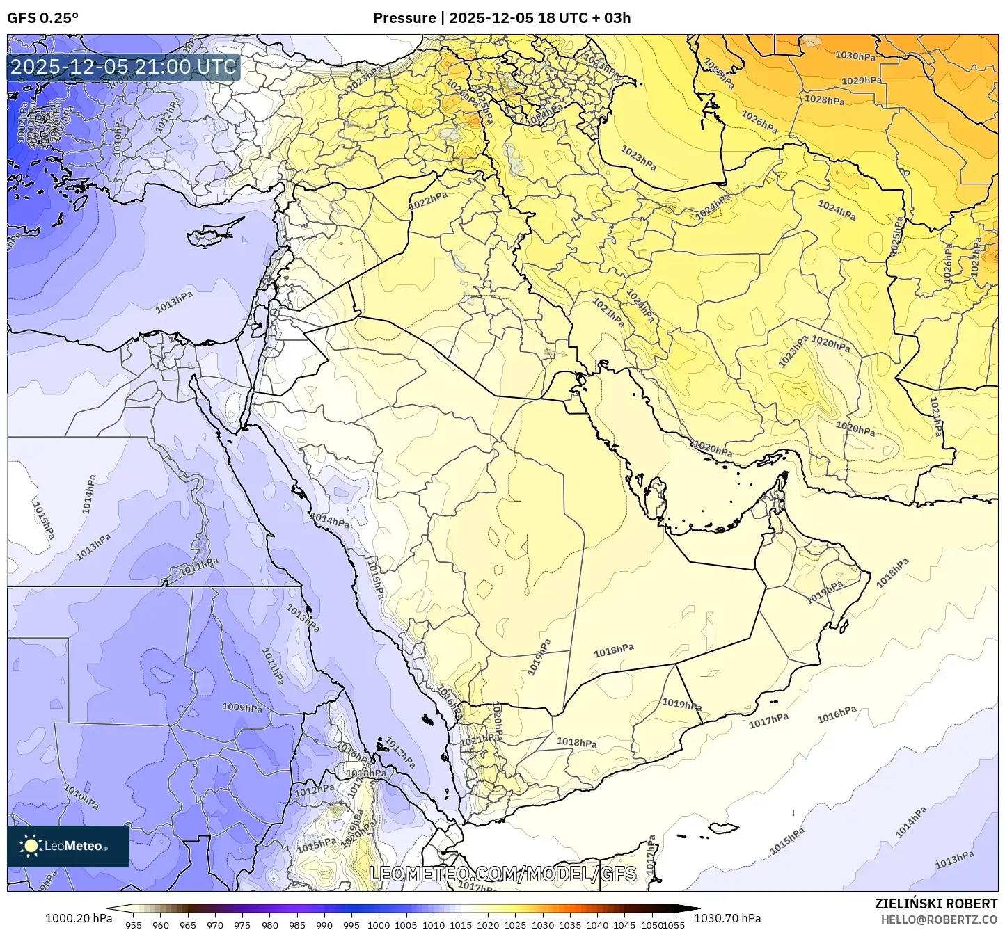 GFS model - Middle East, Pressure