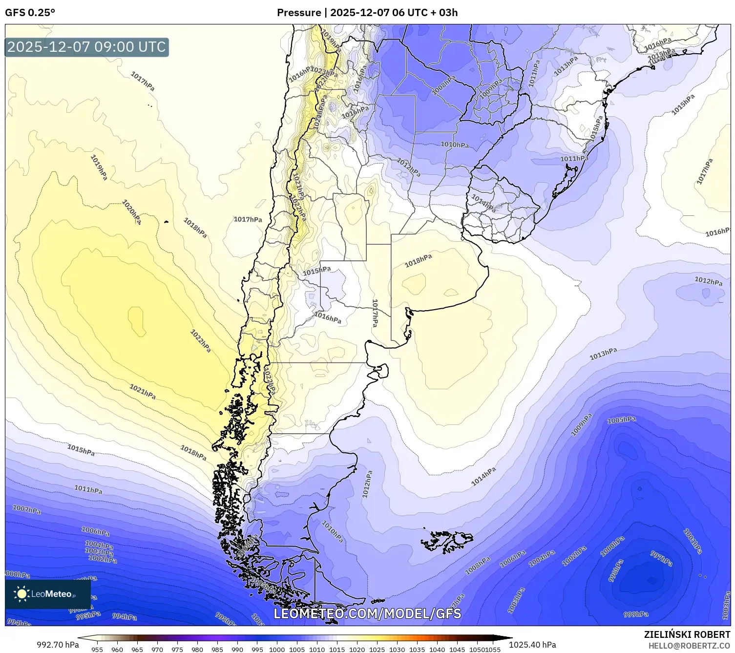 GFS model - Argentina, Pressure