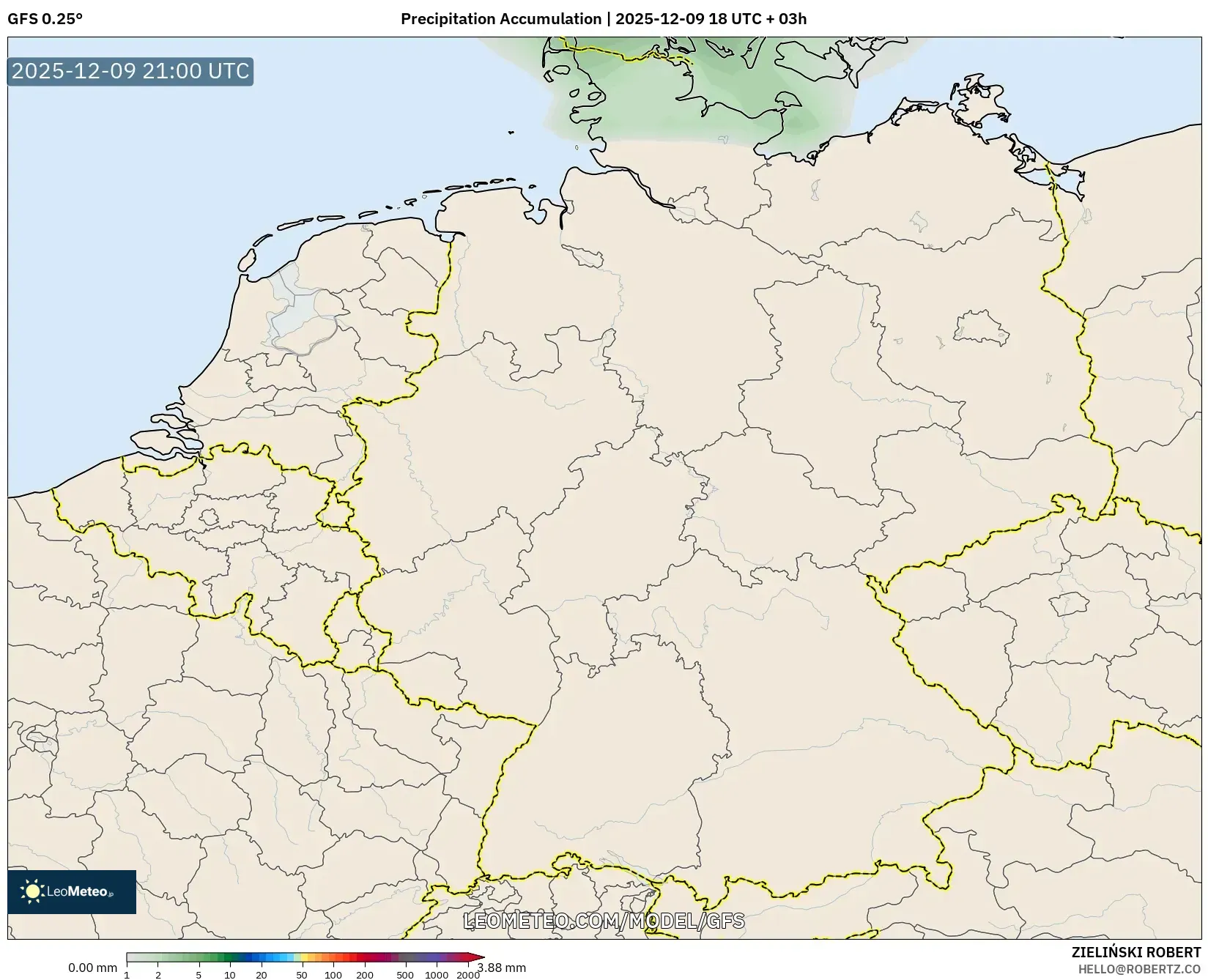 GFS model - Germany, Precipitation Accumulation