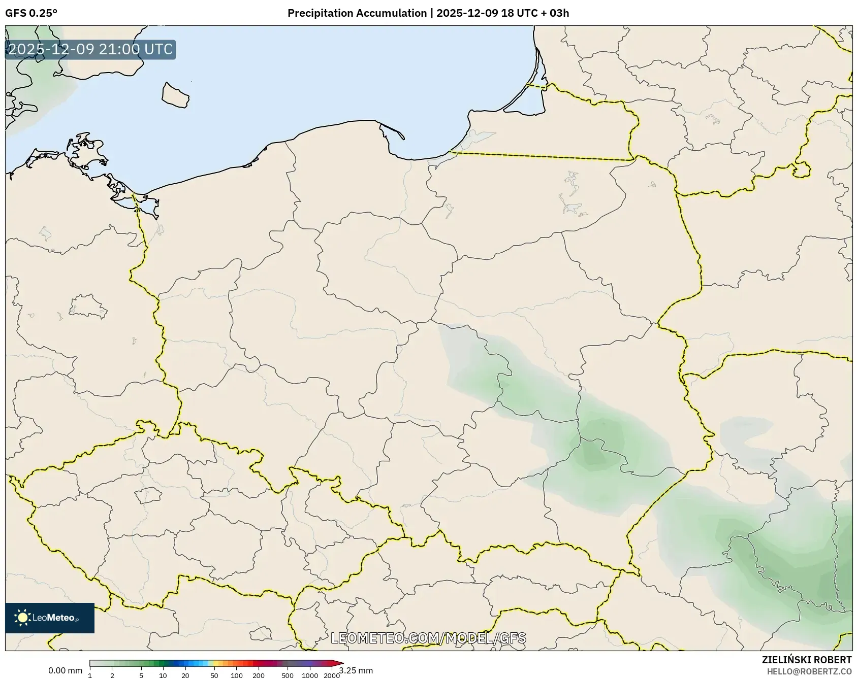 GFS model - Poland, Precipitation Accumulation