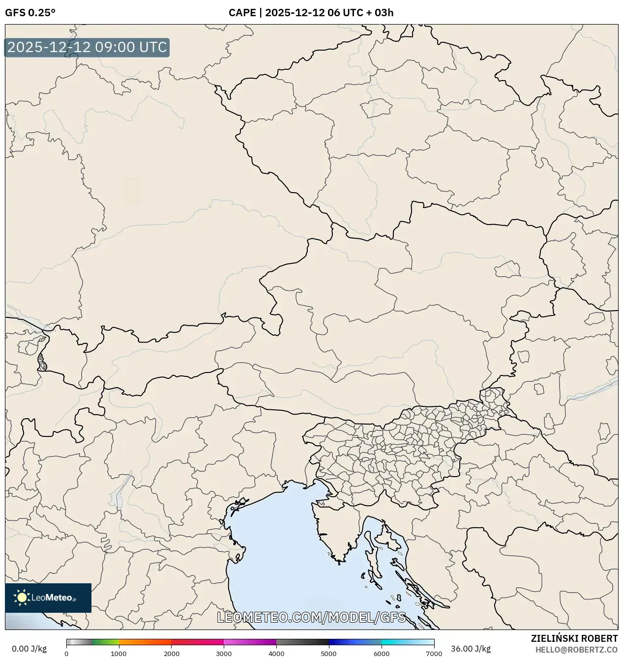 GFS model - Austria, CAPE