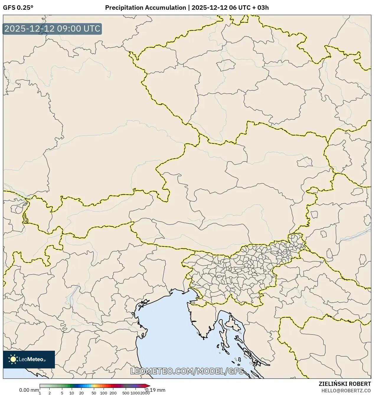 GFS model - Austria, Pengumpulan Hujan