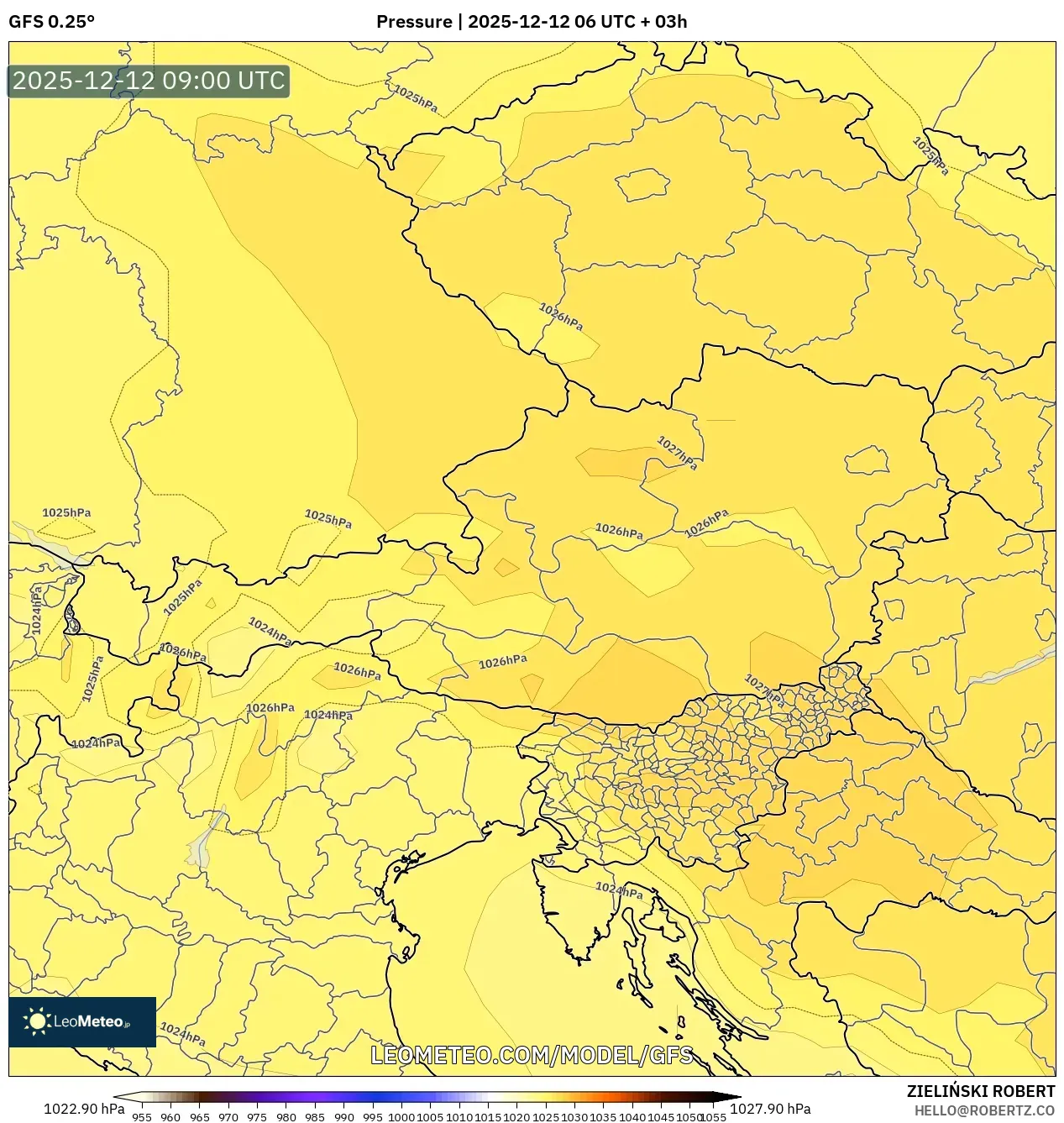 GFS model - Austria, Tekanan