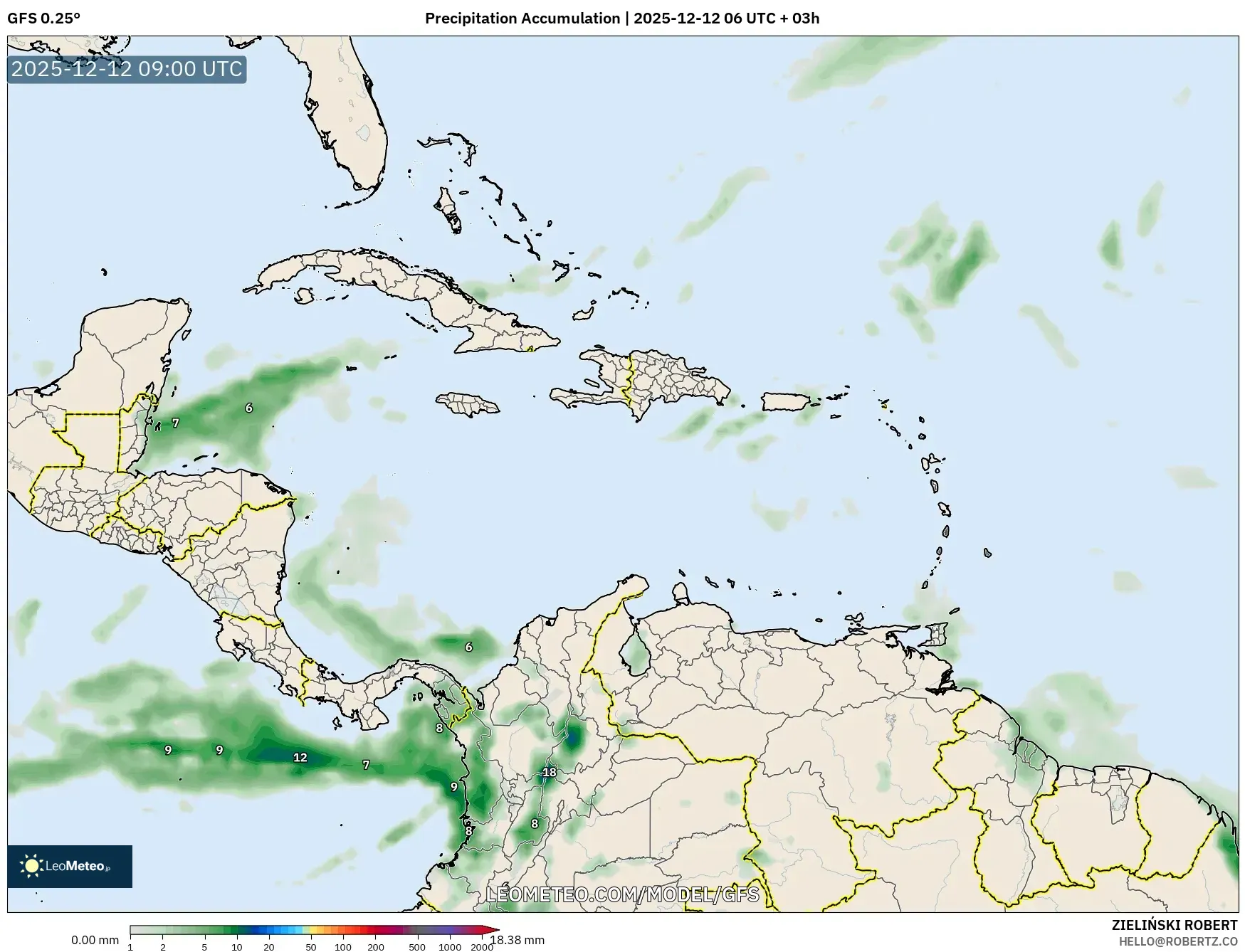 GFS model - Karibia, Pengumpulan Hujan