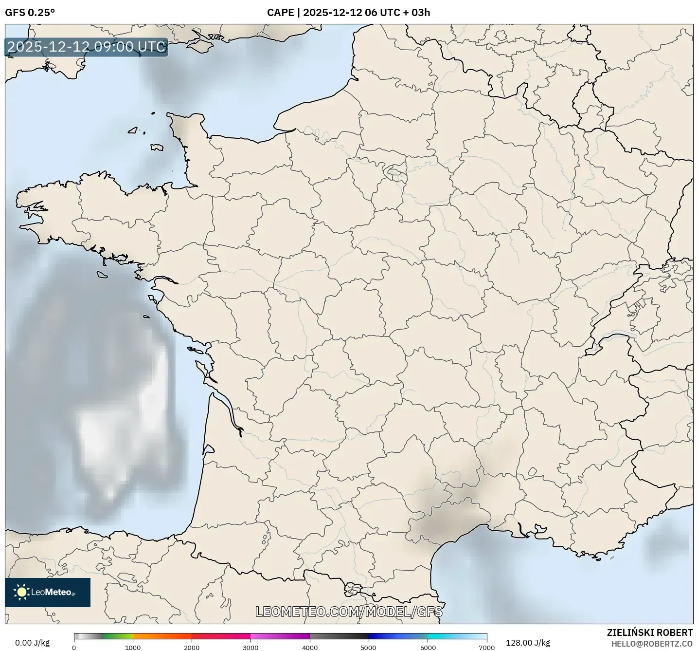 GFS model - Perancis, CAPE