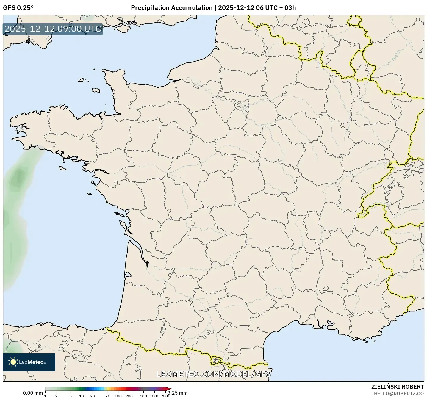 GFS model - Perancis, Pengumpulan Hujan