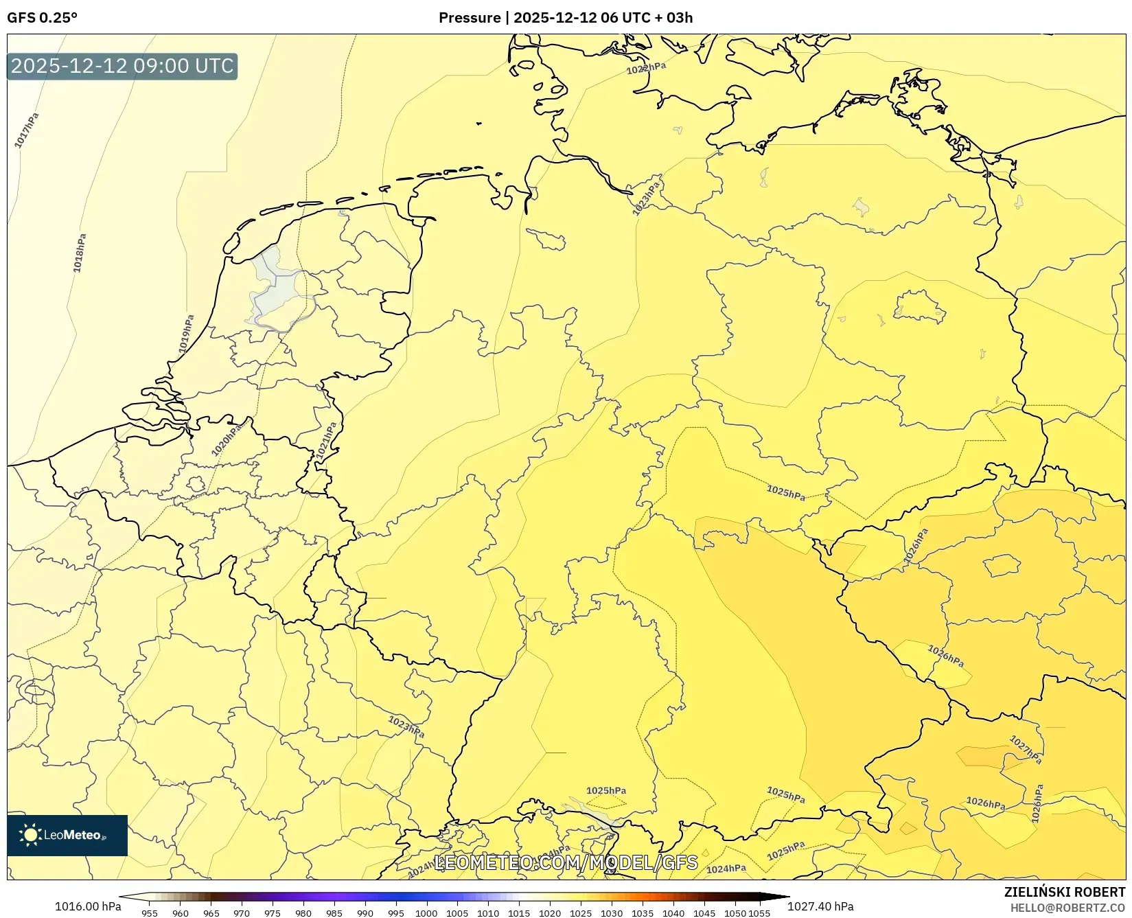 GFS model - Jerman, Tekanan