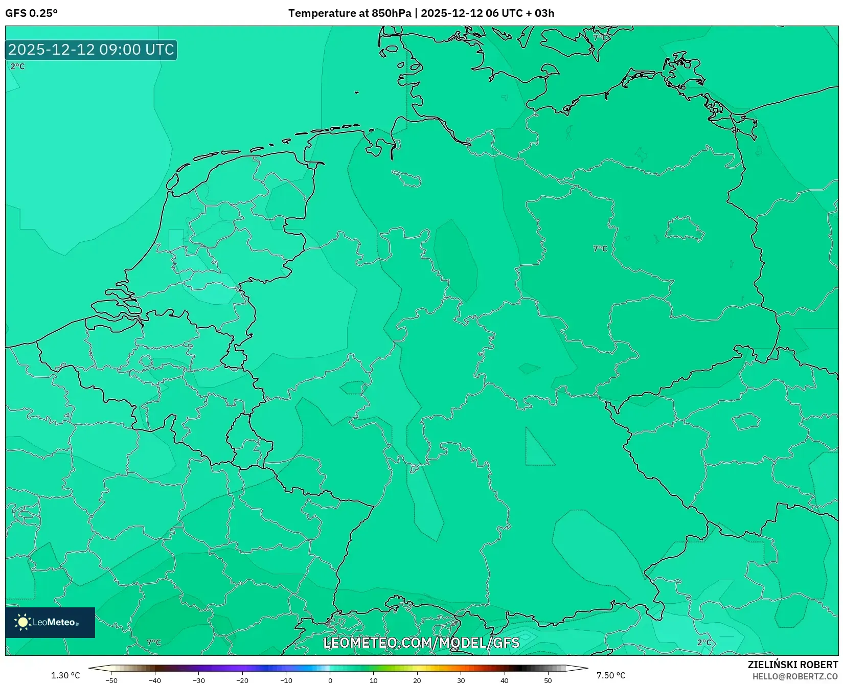 GFS model - Jerman, Suhu 850 hPa