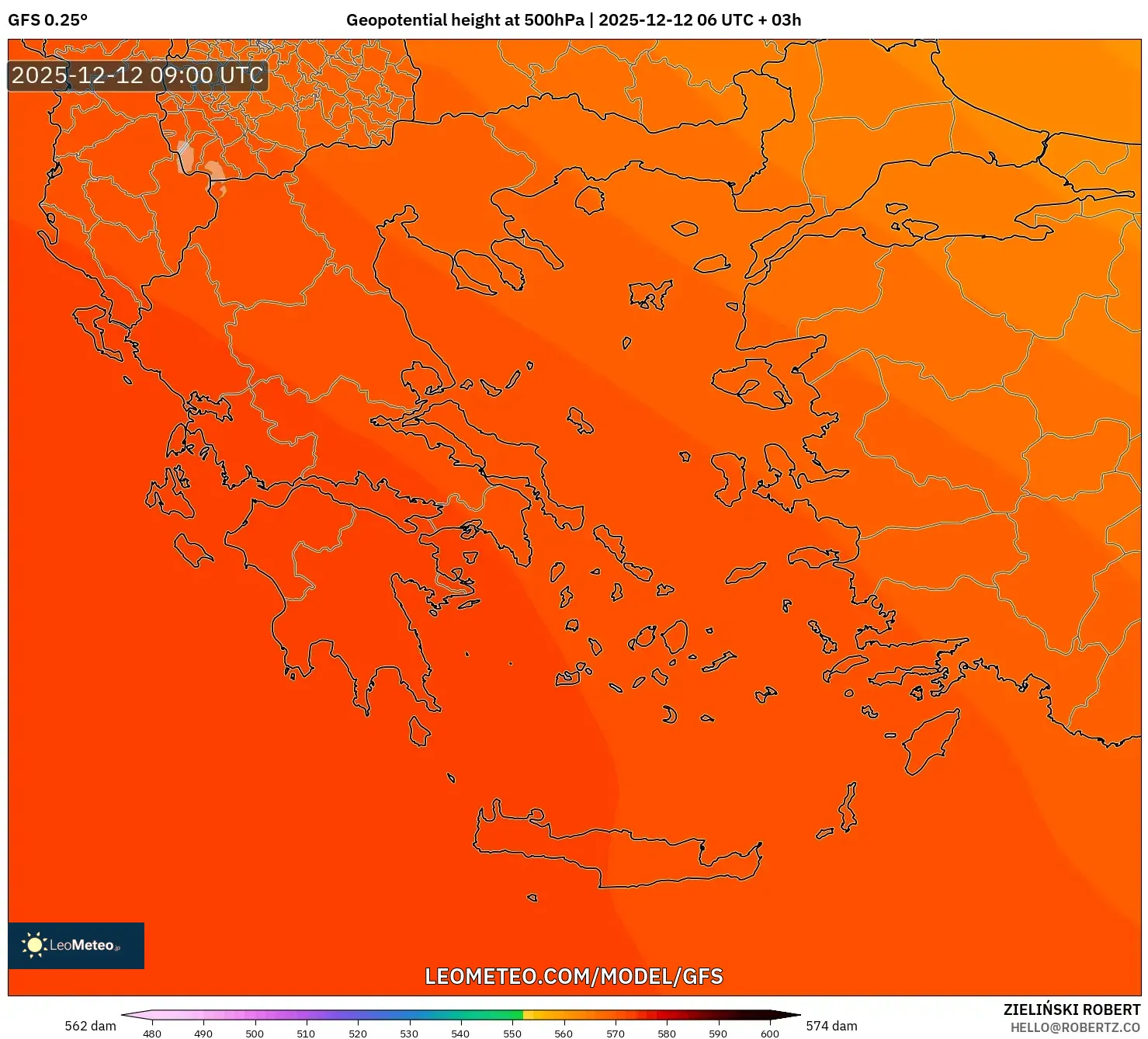 GFS model - Yunani, Ketinggian geopotensial pada 500 hPa