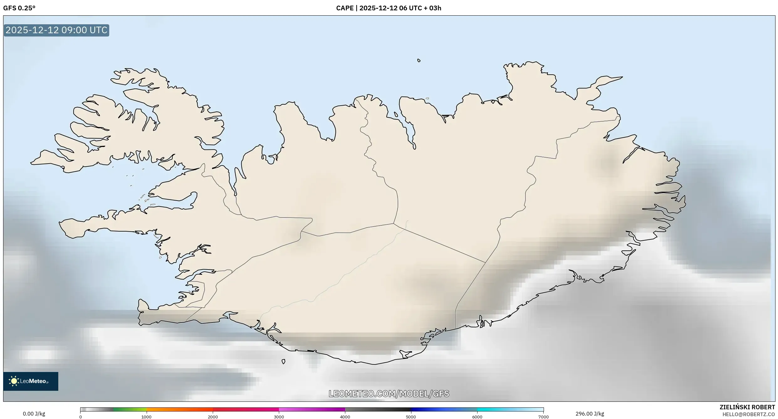 GFS model - Iceland, CAPE