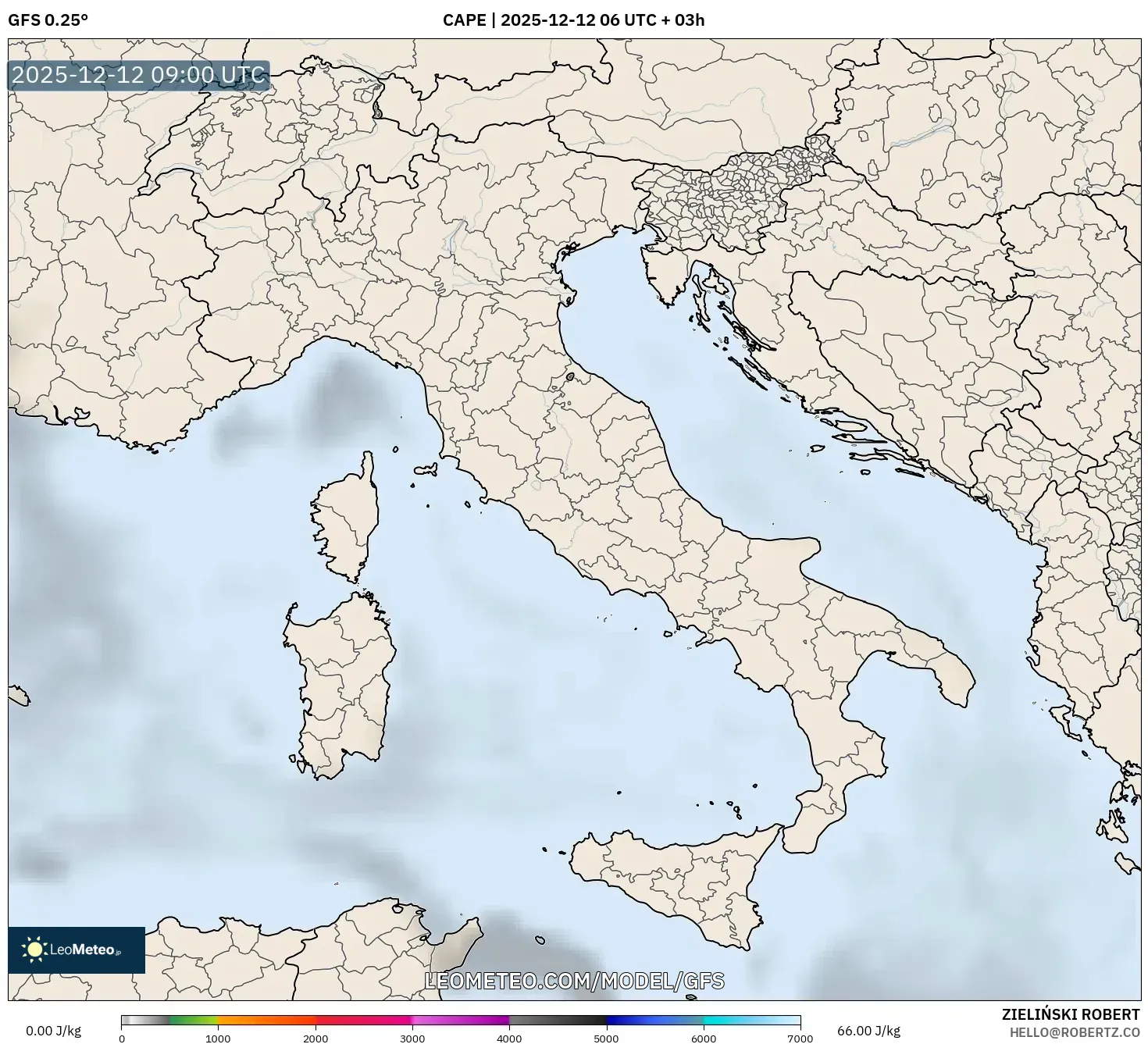GFS model - Itali, CAPE