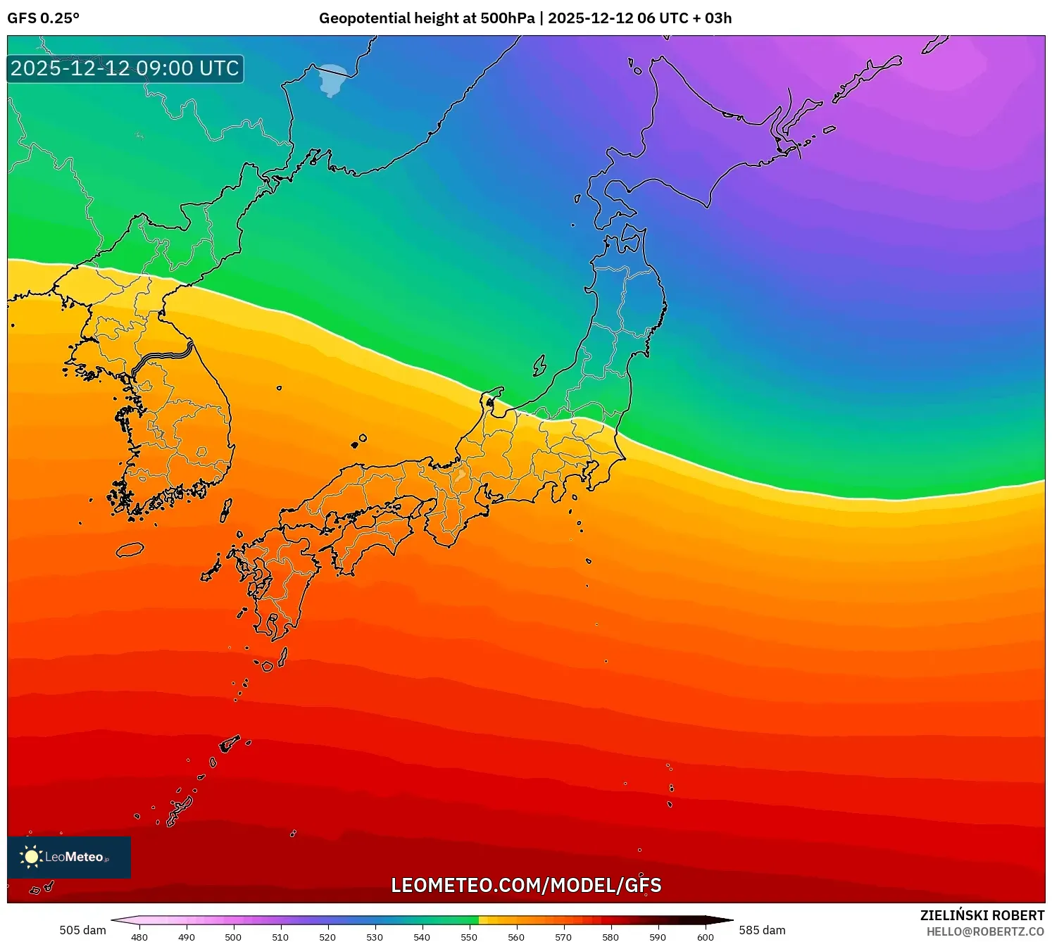GFS model - Jepun, Ketinggian geopotensial pada 500 hPa