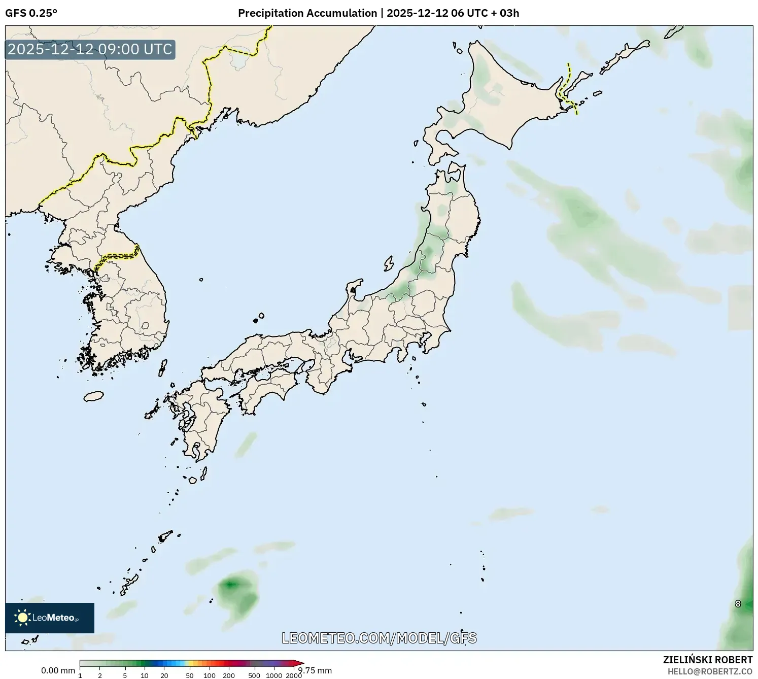 GFS model - Jepun, Pengumpulan Hujan