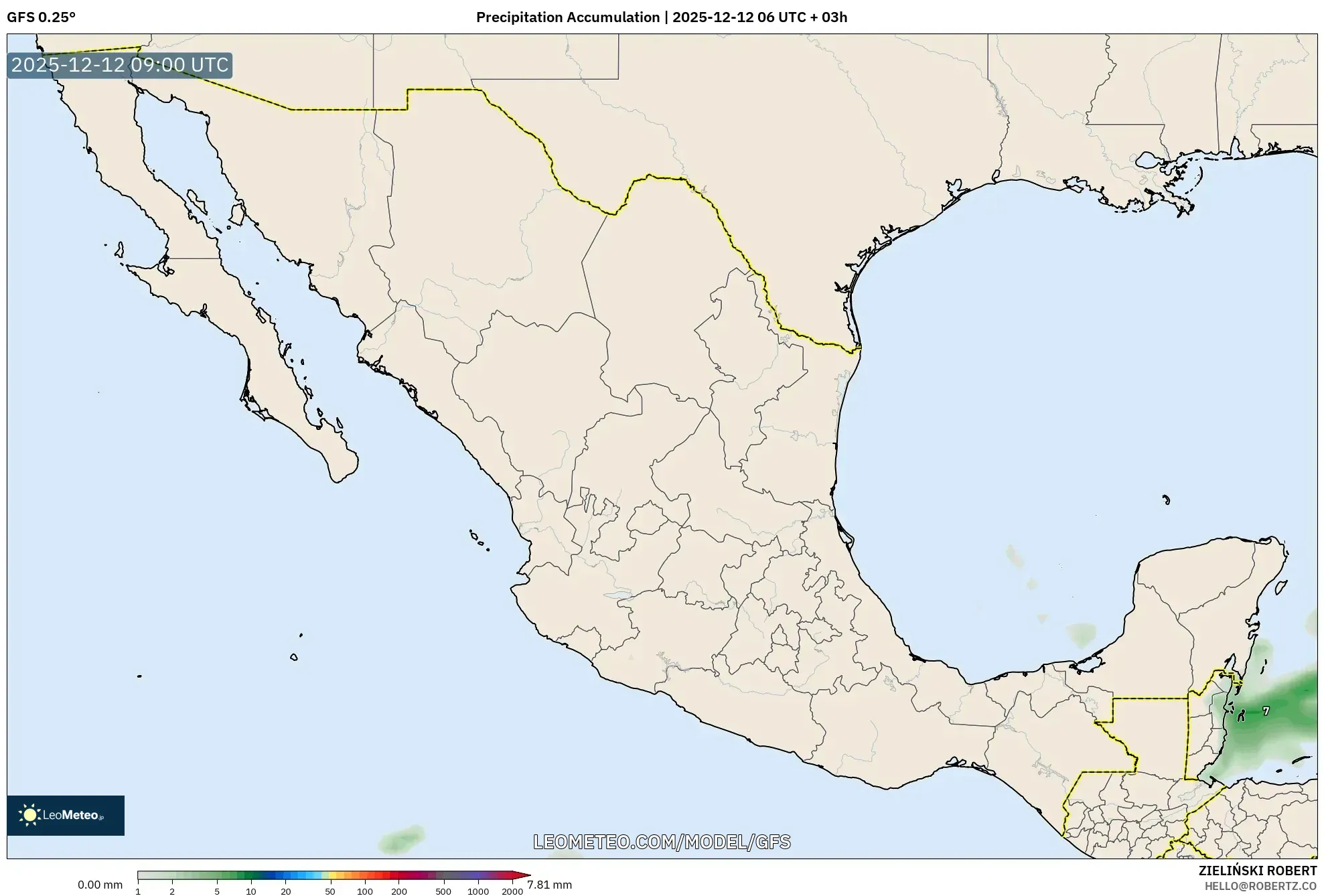 GFS model - Mexico, Pengumpulan Hujan