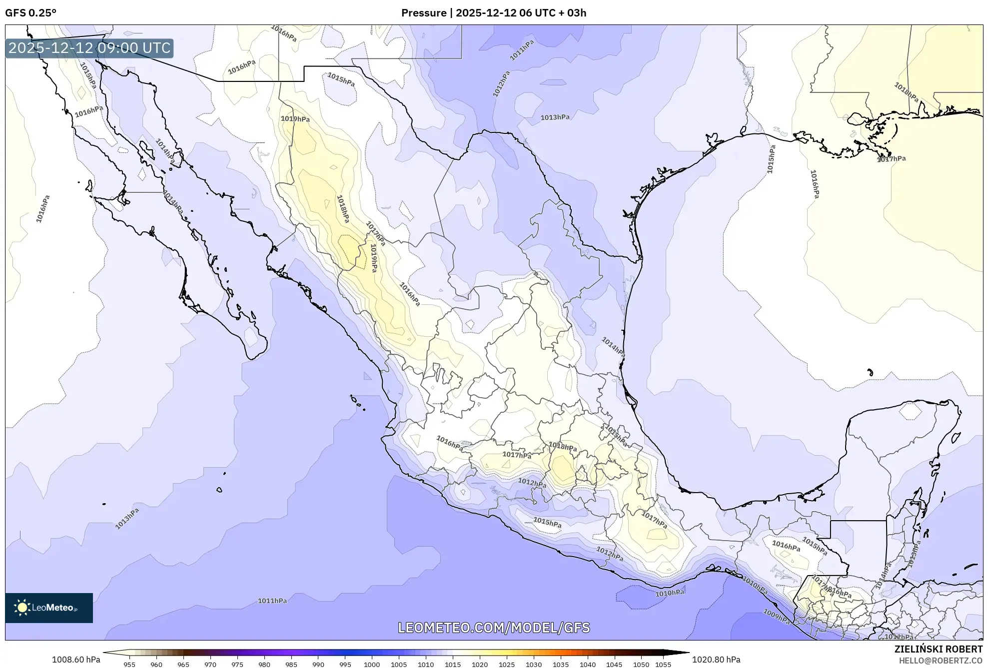GFS model - Mexico, Tekanan