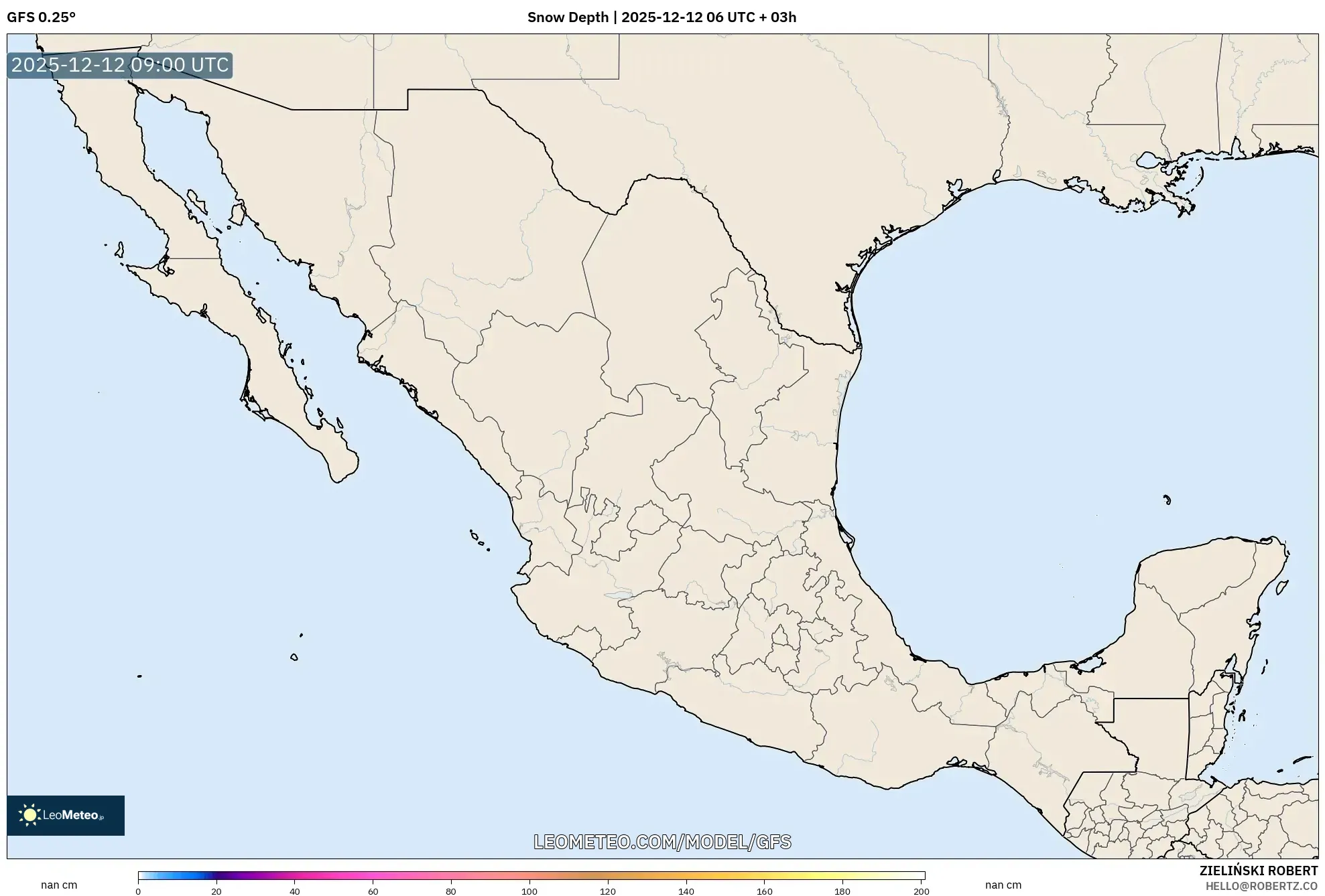 GFS model - Mexico, Ketebalan Salji