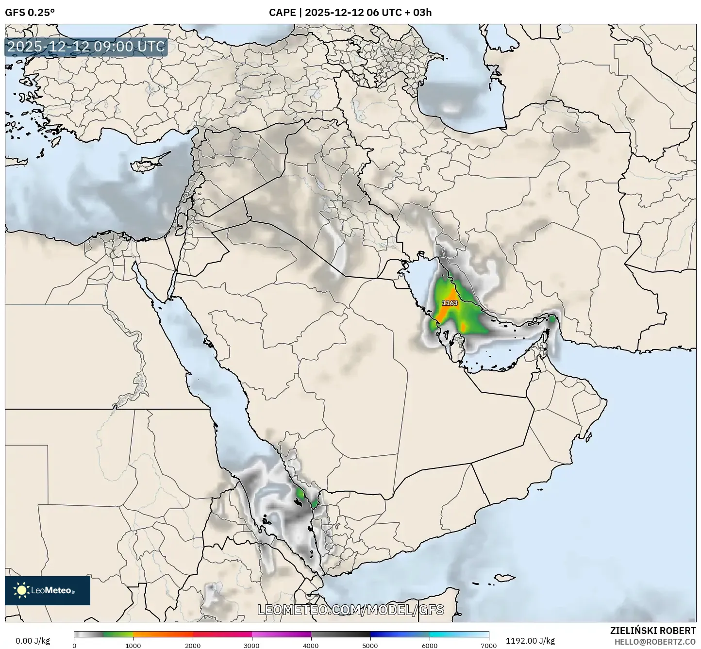 GFS model - Timur Tengah, CAPE