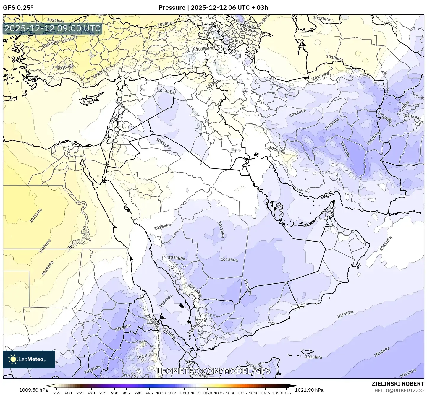 GFS model - Timur Tengah, Tekanan