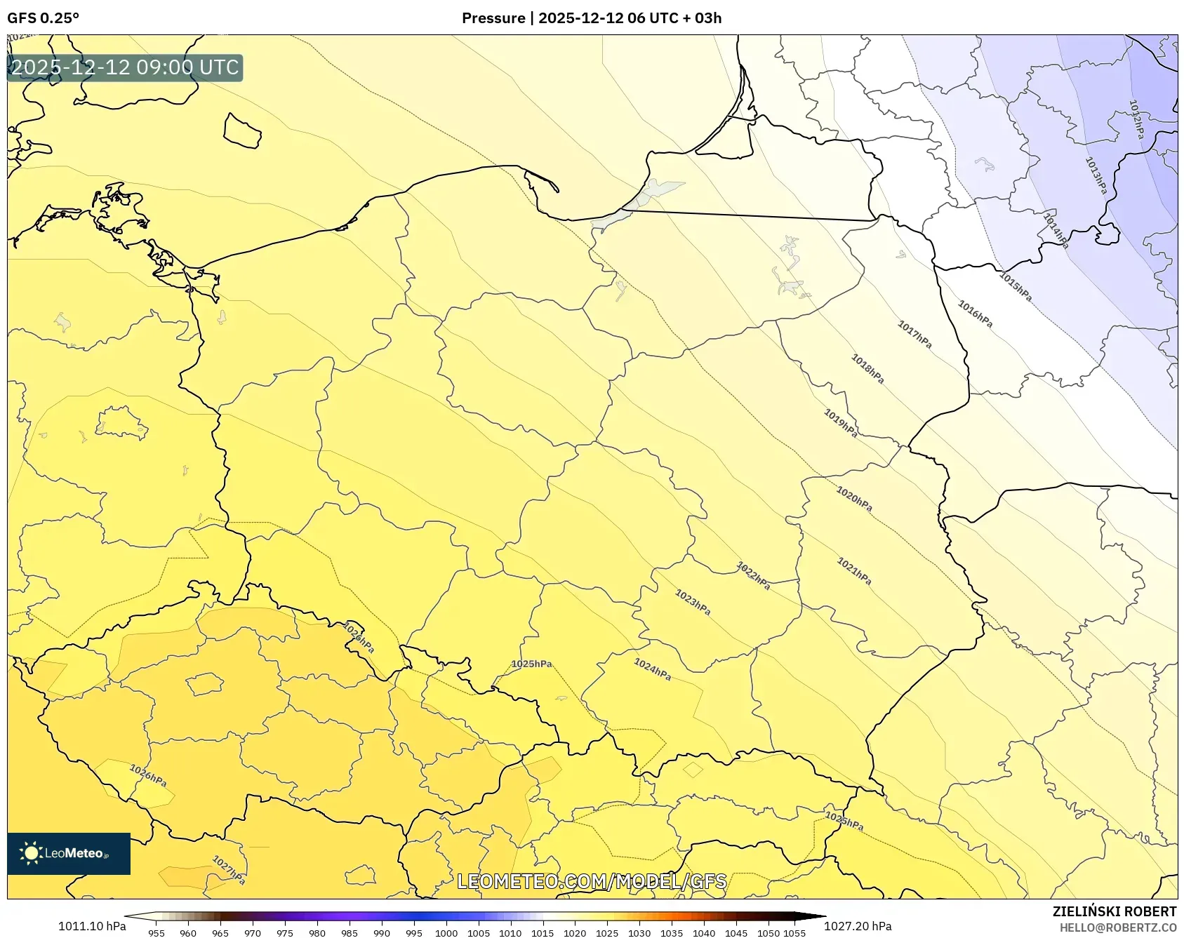 GFS model - Poland, Tekanan