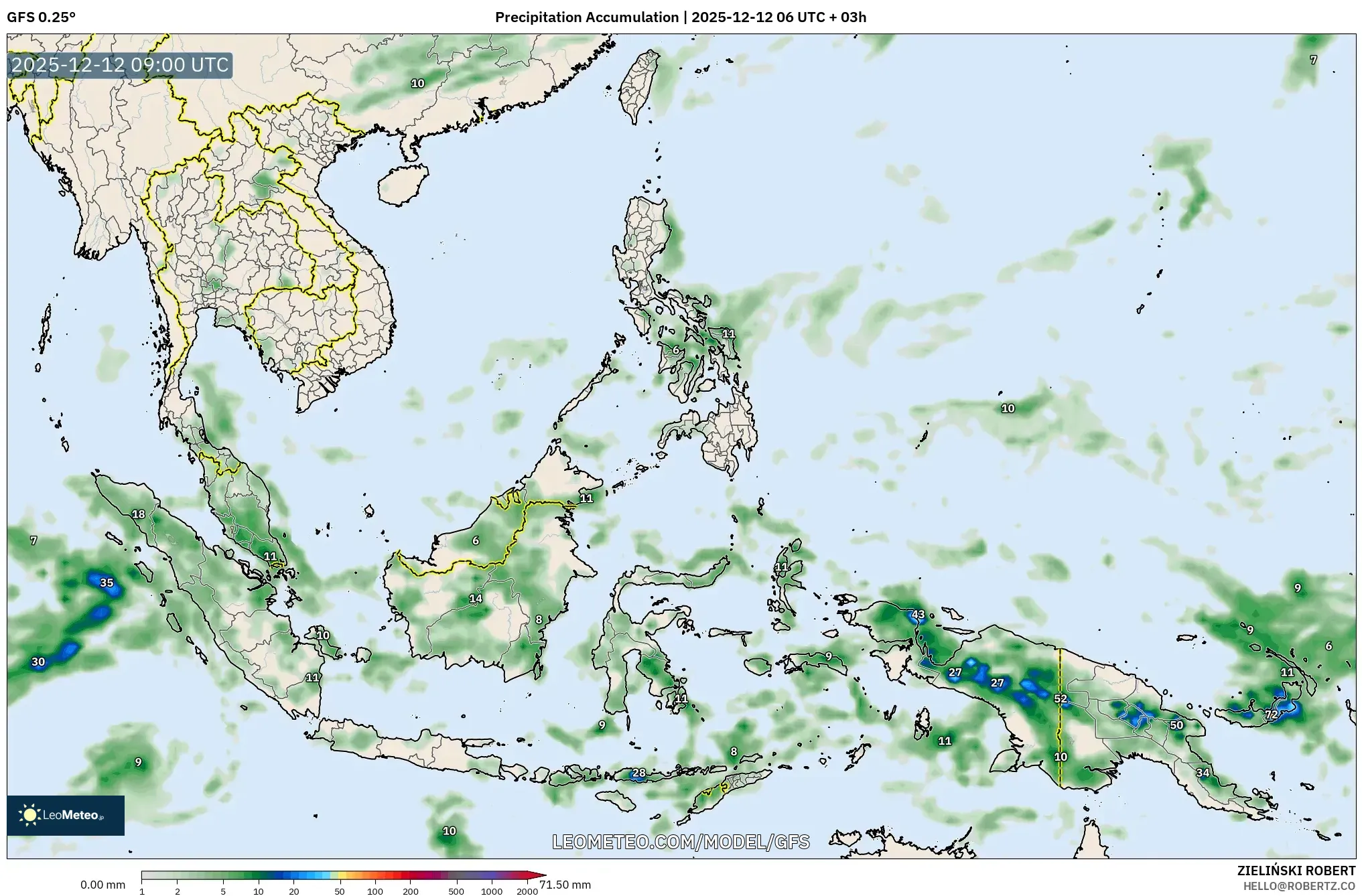 GFS model - Asia Tenggara, Pengumpulan Hujan
