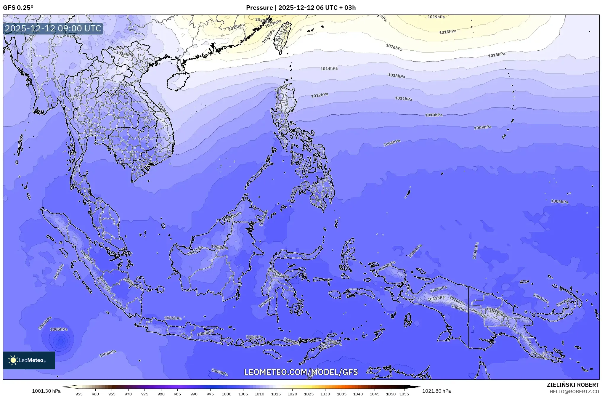 GFS model - Asia Tenggara, Tekanan