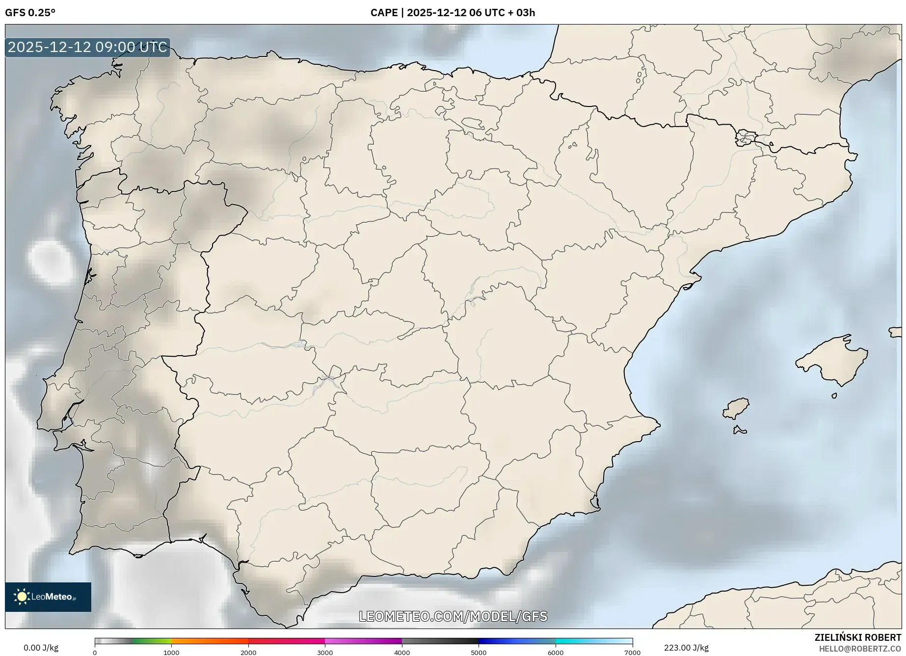 GFS model - Sepanyol, CAPE