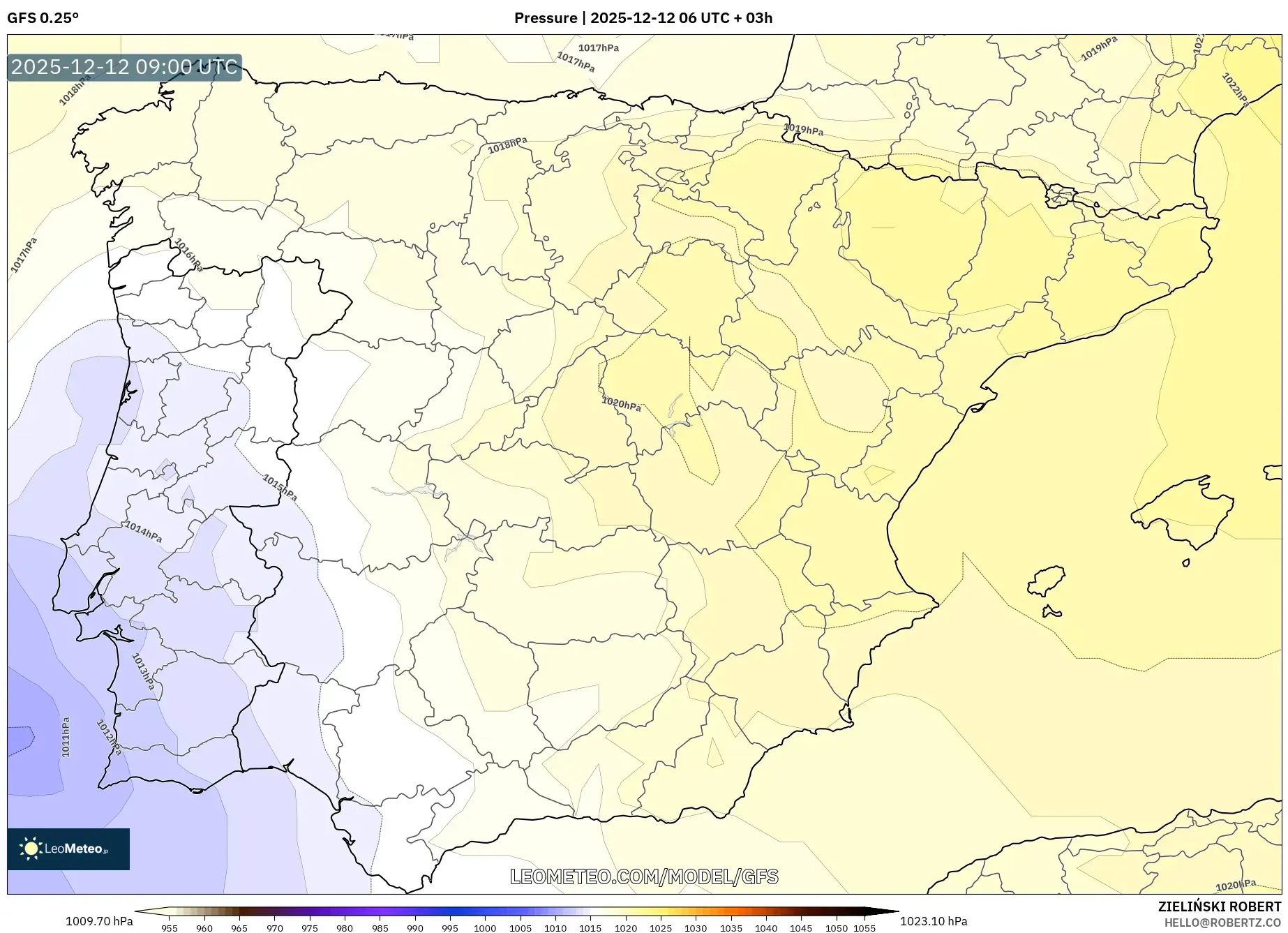 GFS model - Sepanyol, Tekanan