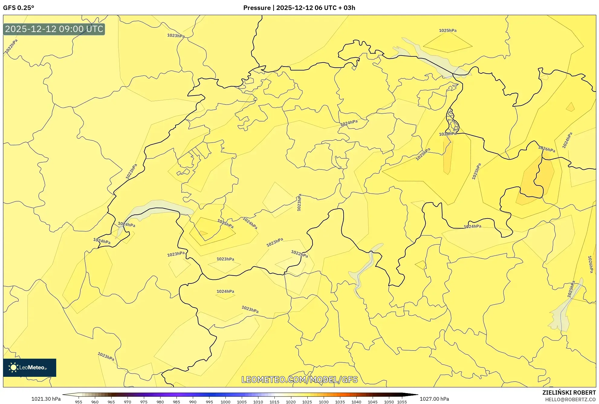 GFS model - Switzerland, Tekanan