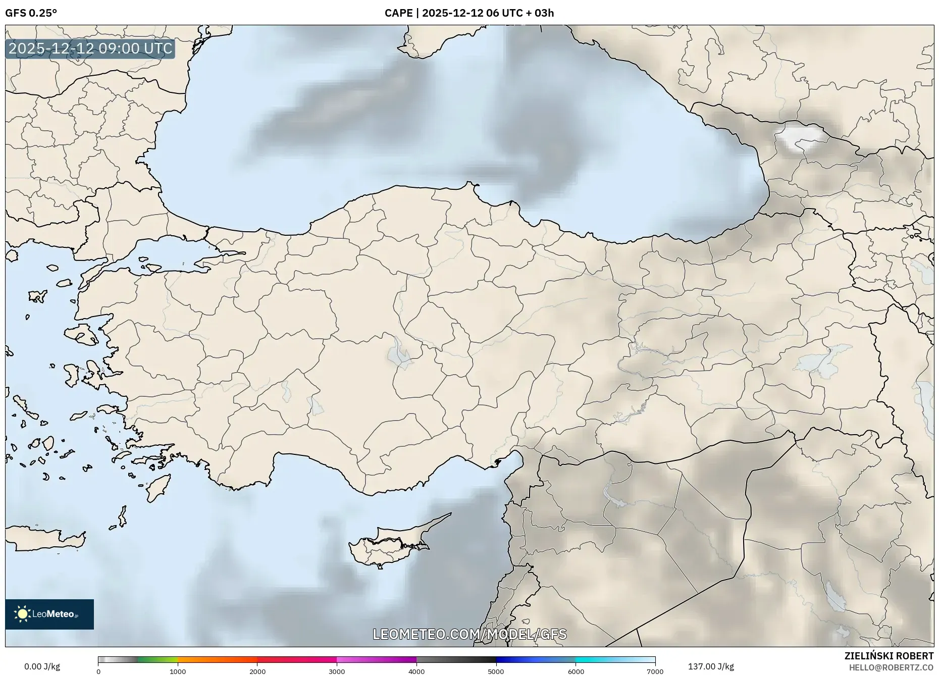 GFS model - Turki, CAPE