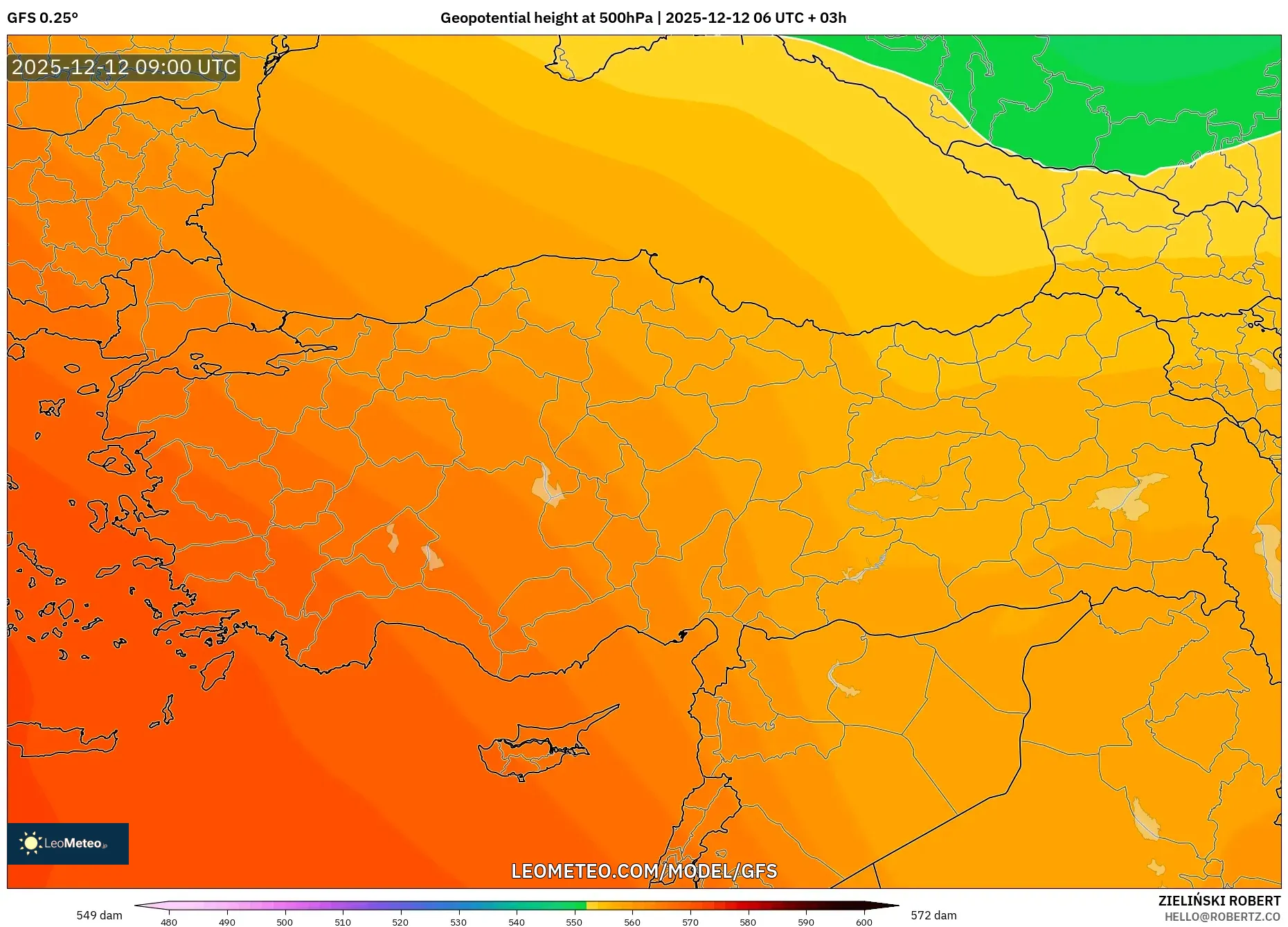 GFS model - Turki, Ketinggian geopotensial pada 500 hPa