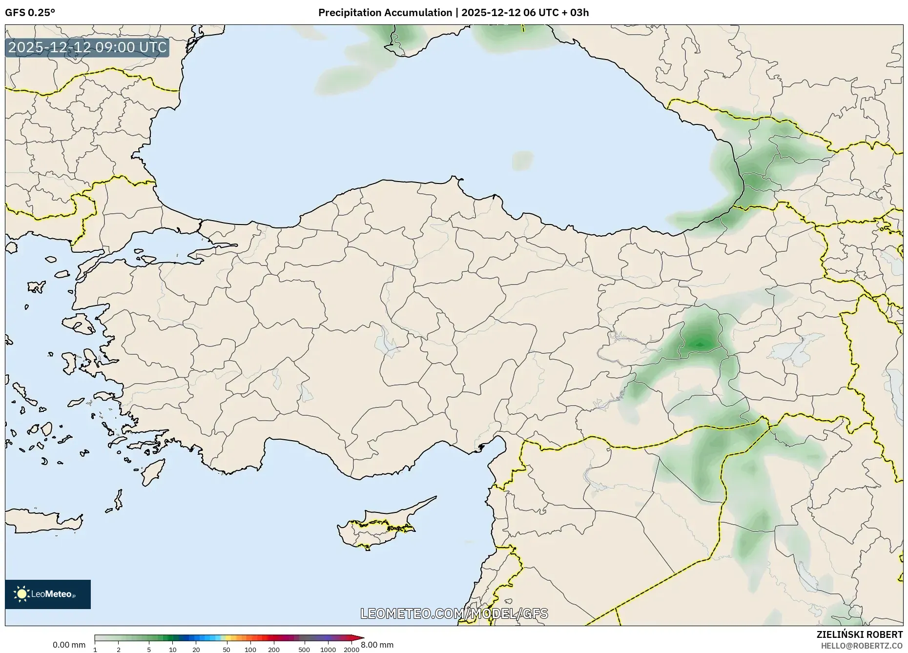 GFS model - Turki, Pengumpulan Hujan