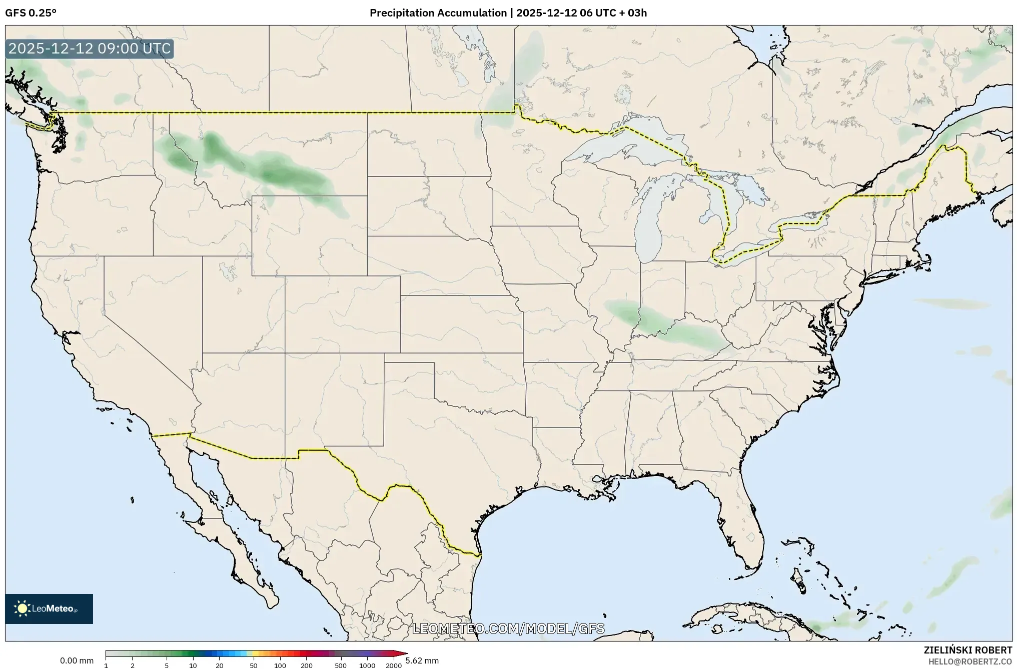GFS model - Amerika Syarikat, Pengumpulan Hujan