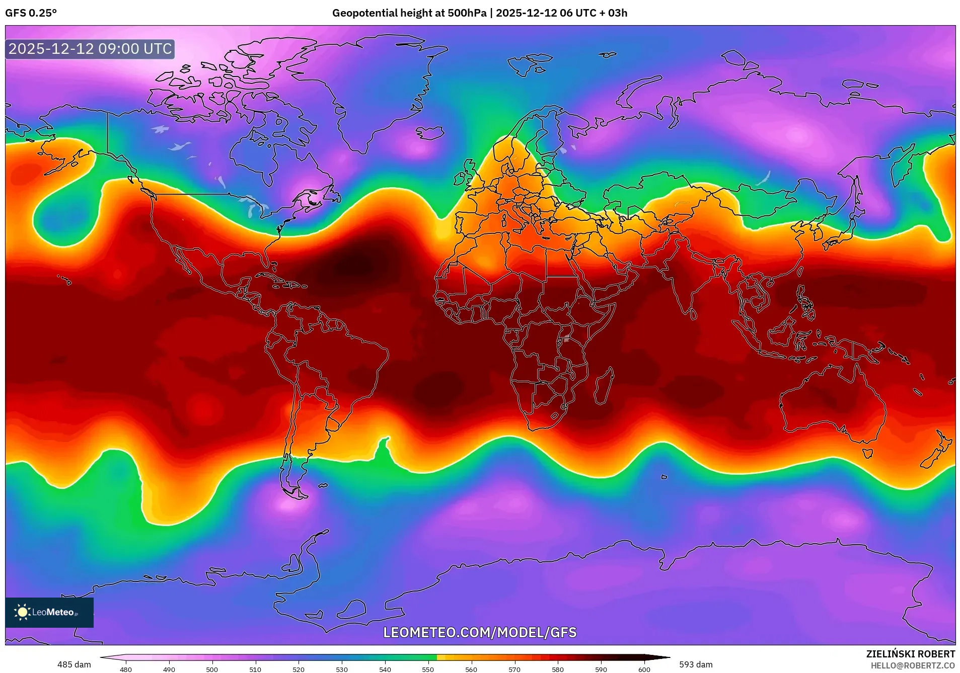 GFS model - Dunia, Ketinggian geopotensial pada 500 hPa
