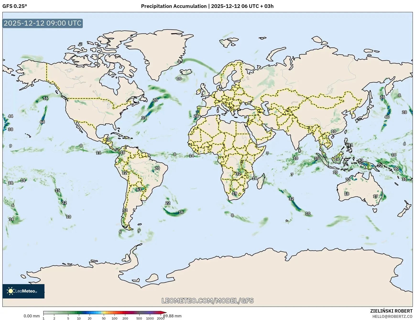 GFS model - Dunia, Pengumpulan Hujan