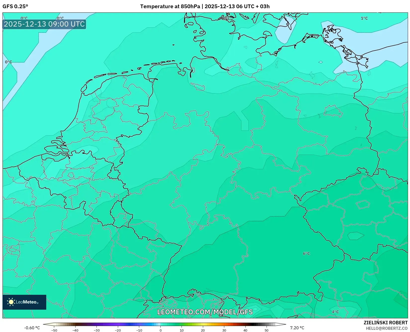 GFS model - Germany, Temperature at 850hPa