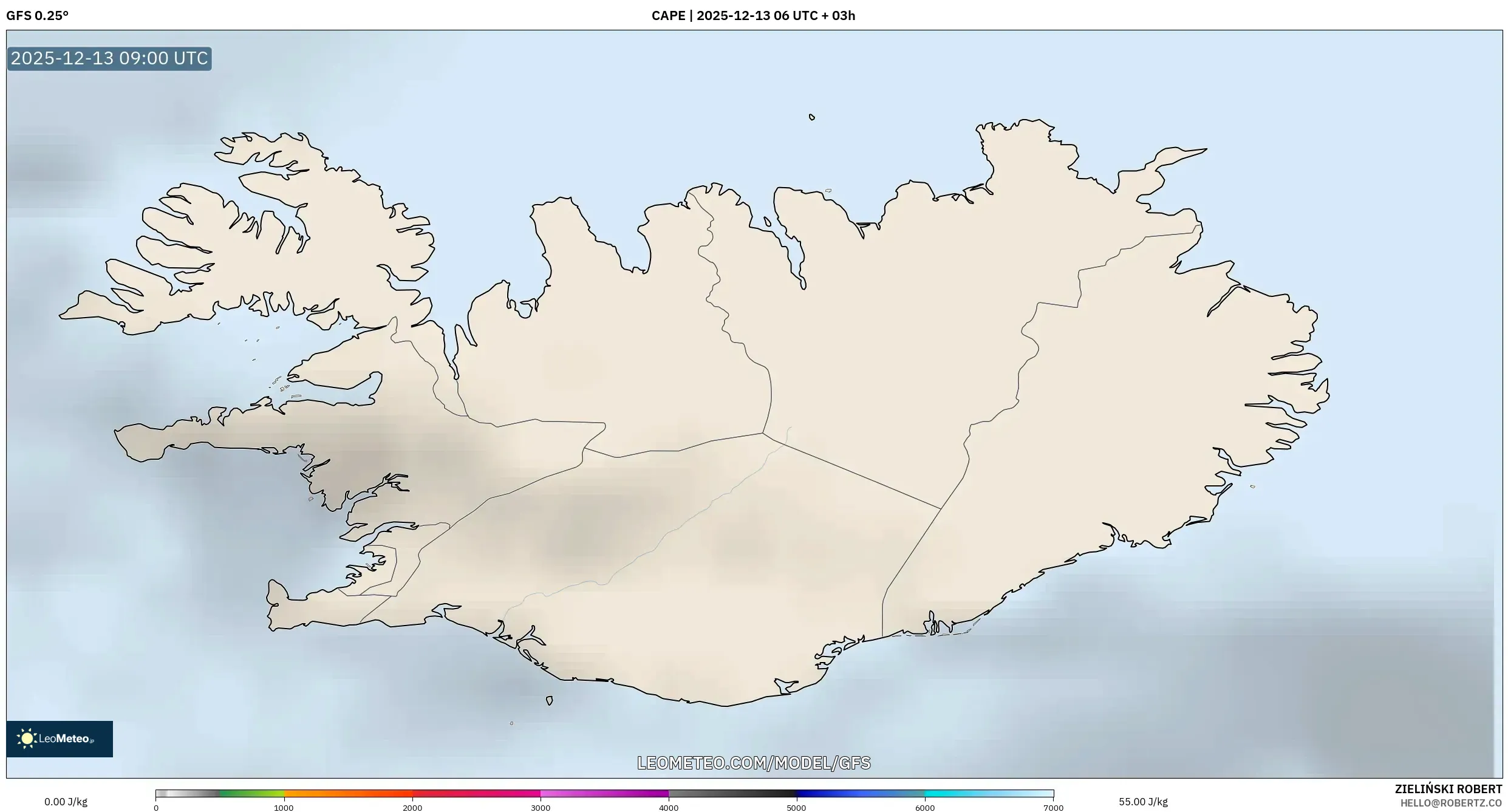 GFS model - Islandia, CAPE