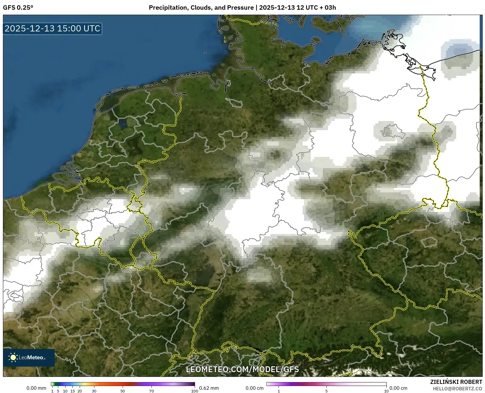 GFS model - Jerman, Curah Hujan, Awan, dan Tekanan