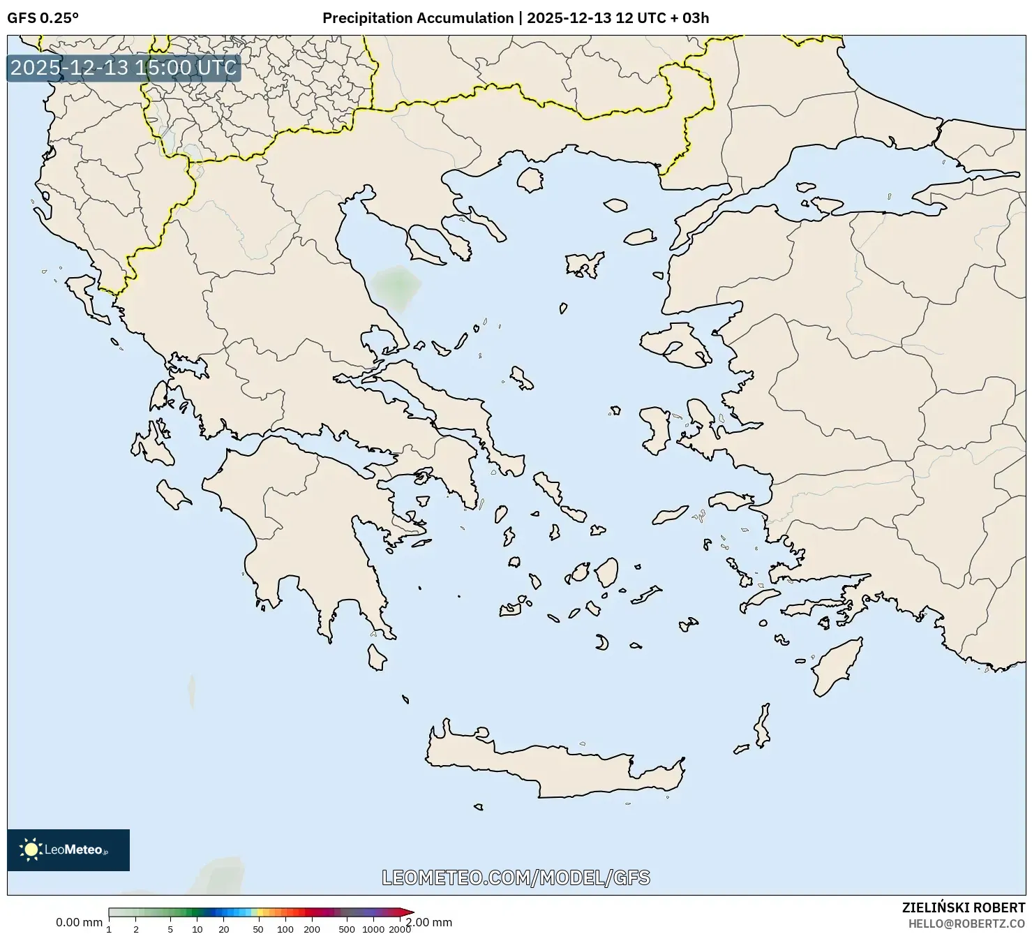 GFS model - Yunani, Akumulasi Curah Hujan