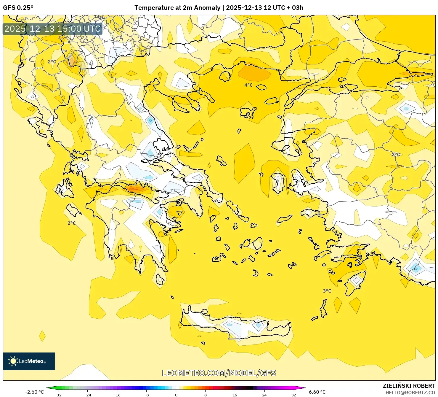 GFS model - Yunani, Anomali Suhu 2 m