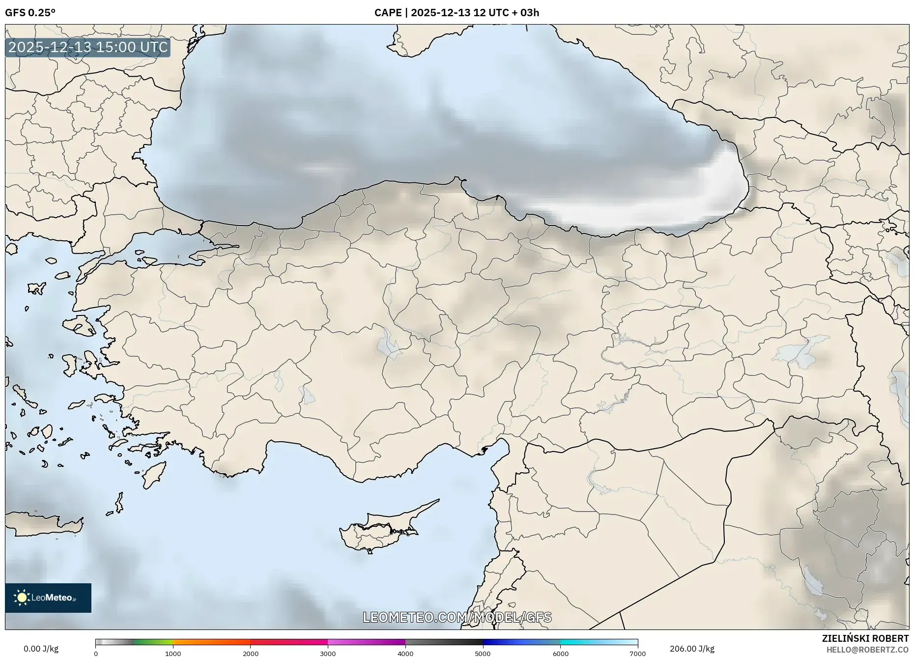 GFS model - Turki, CAPE
