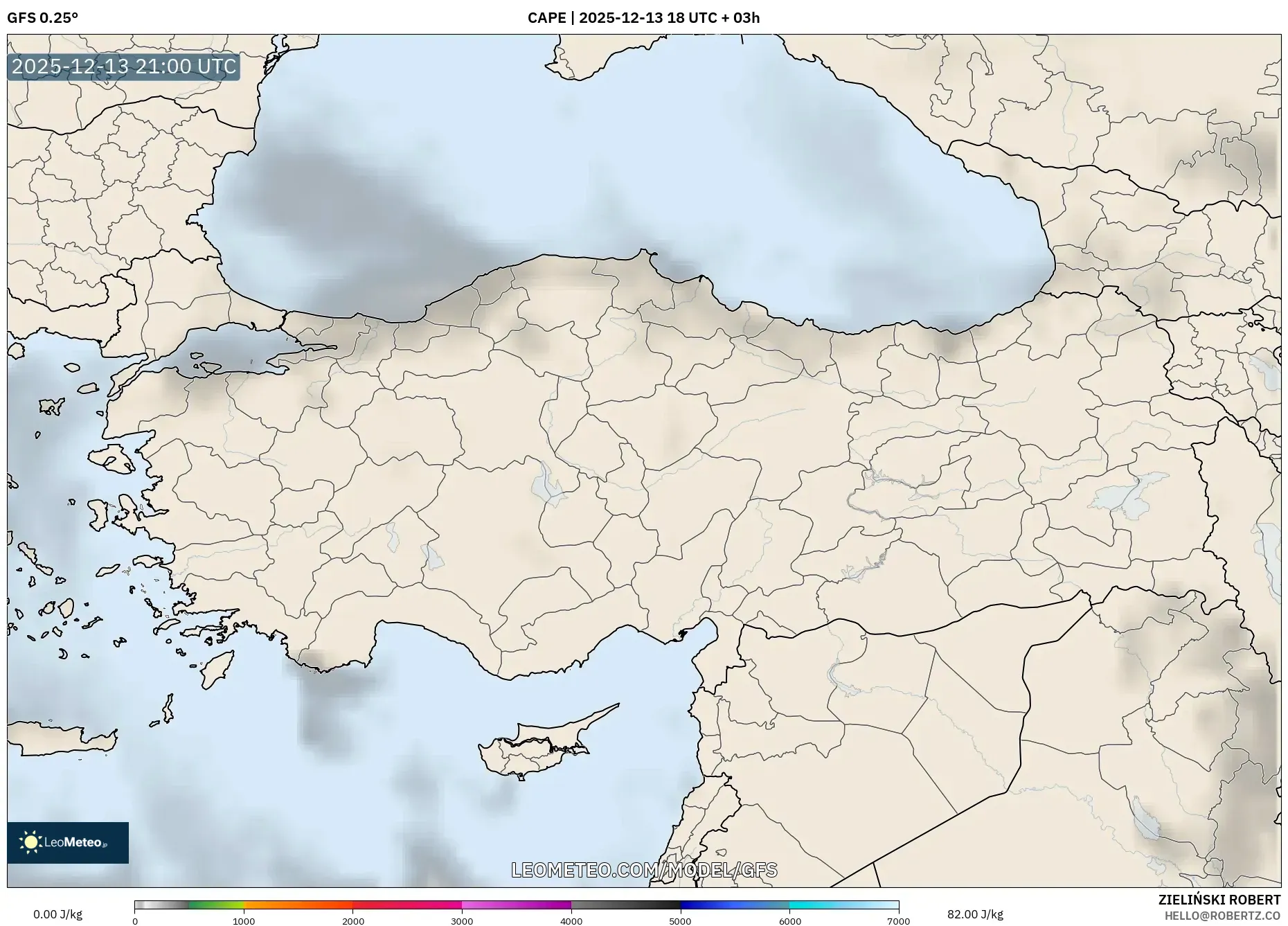 GFS model - Turki, CAPE