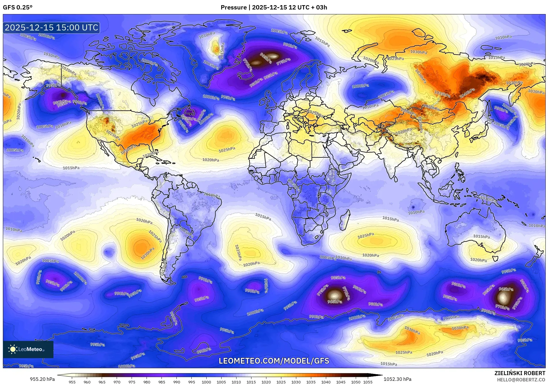 GFS model - World, Pressure